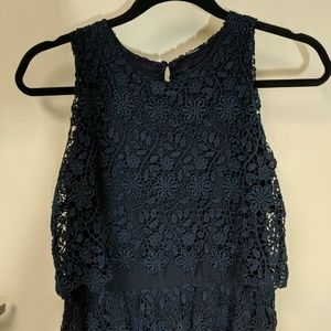 Navy blue floral lace dress